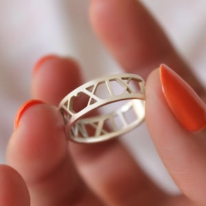 Roman Numeral Ring - Personalised Roman Numeral Date Ring - Custom Wedding Anniversary Gifts - Handmade Women Ring-Anniversary Gift for Wife