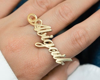 Double Finger Ring - Personalized Double Name Ring - Two Finger Rings Women - Name Rings For Women - Unique Handmade Gift For Teenage, Girls