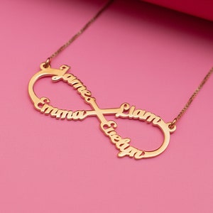 Collar con nombre infinito personalizado - Colgante de oro personalizado con nombres de niños - Regalo de joyería para el Día de la Madre para mujeres - Collar grabado para madre