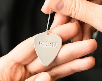 Custom Guitar Pick - Personalized Guitar Pick Silver - Wife, Girlfriend Gift - Personalized Name Jewelry - Musician Gift - Relationship Gift