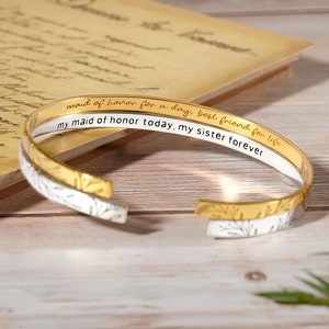 Custom Engraved Name Bangle Bracelet for Women: Personalized Jewelry Gift, Adjustable Name Cuff Bangle in Gold, Silver, or Rose Gold Options