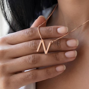 Collier initiale latérale - Collier lettre en argent - Pendentif alphabet personnalisé Or