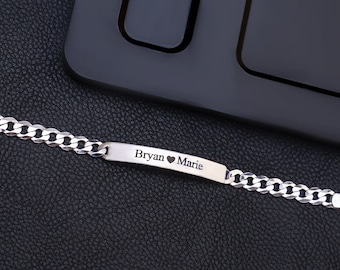 Relationship Bracelets for Couples – Matching Curb Chain Bracelets, Personalized Long Distance Jewelry Gift for Boyfriend, Girlfriend or Her