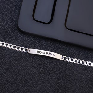 Relationship Bracelets for Couples – Matching Curb Chain Bracelets, Personalized Long Distance Jewelry Gift for Boyfriend, Girlfriend or Her
