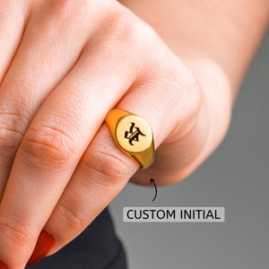 Personalized Signet Ring, Gold Signet Ring, Custom Letter Ring,Initial Ring, Initial Gold Rings for Women, Gold Custom Ring