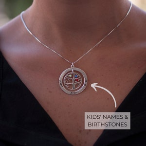 Collar personalizado con piedra de nacimiento para madres: personalizable con nombres y piedras de nacimiento, regalo para mamá, abuela, esposa: plata, oro, oro rosa