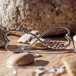 Collar con nombre de infinito • Colgante con símbolo de infinito en oro • Collar con corazón de infinito en plata de ley • Joyas para parejas Regalo personalizado para ella
