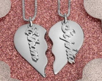 Broken Heart Anhänger • Personalisierte Halskette • Personalisierte Halsketten Herzzerbrecher Anhänger • Paar passende Halsketten für Ihn und Sie