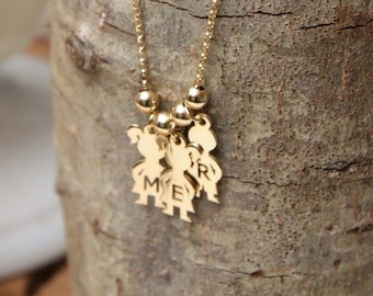 Boy & Girls Charms - Mom Necklace with Children's Name - Kids Names - Family Jewelry - Mom, Grandma Gift - Personalized Gold Mother Necklace