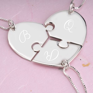 Puzzle Heart Necklace - Puzzle Friendship Necklaces - BFF Necklaces for Three - Sterling Silver / Gold - Heart Piece Necklace - Perfect Gift