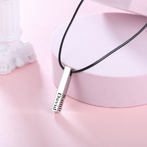 Collar personalizado para hombre - Regalo del día del padre - Regalos para novio - Cadenas de cuero personalizadas para hombre - Collar grabado - Collar con nombre