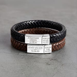 Pulsera de cuero personalizada para papá con los nombres de los niños, regalo personalizado grabado para papá primerizo, pulsera para hombre para el día del padre, joyería para papá nuevo