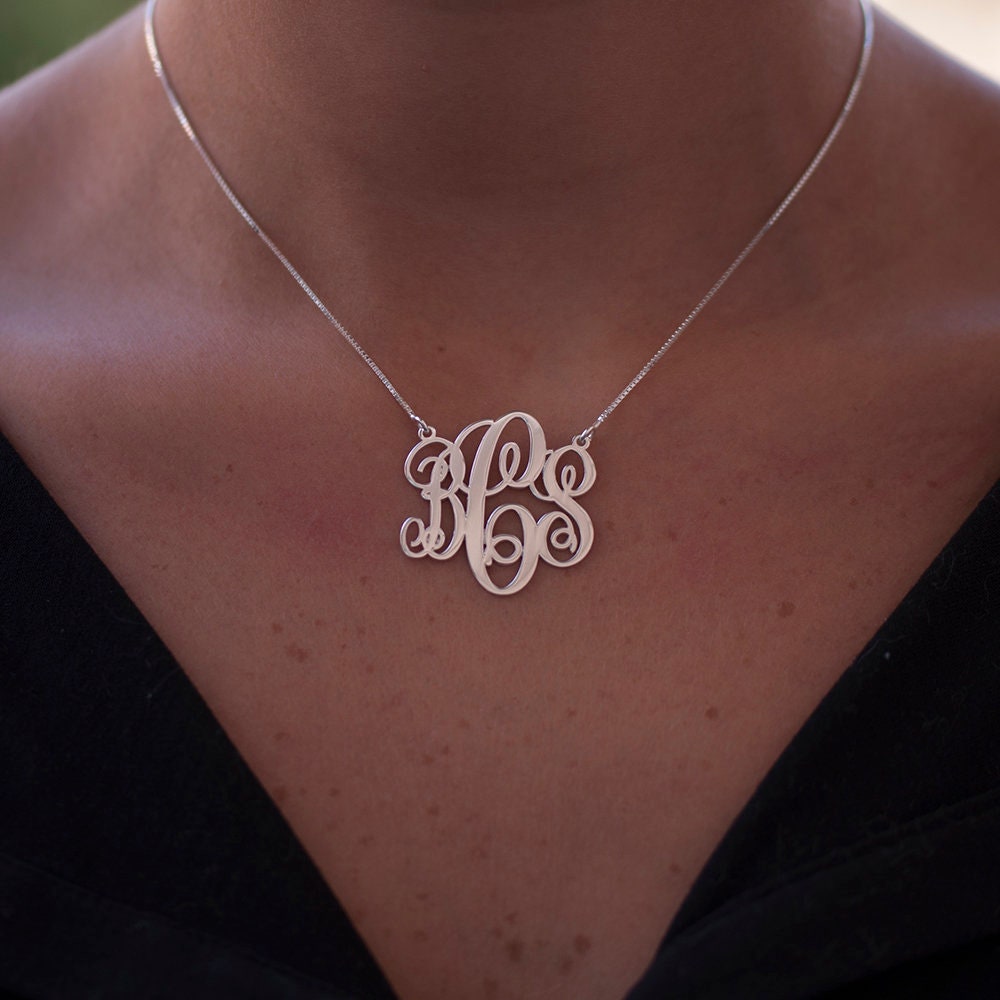 Three - Initial Sterling Silver Monogram Necklace - Antons Fine