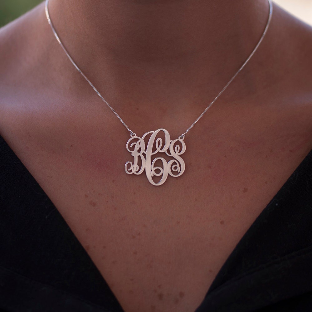 Miriam Merenfeld 3 Initial Rimmed Monogram Necklace