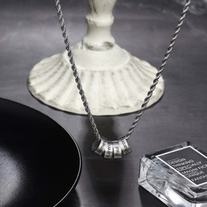 Collar para mamá - Collar para el día de la madre con cadena de cuerda - Joyas para el día de la madre en plata y oro - Regalo de Navidad personalizado para mamá y abuela