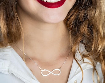 Personalized Infinity Name Necklace - Custom Engraved Love Pendant - Sterling Silver Couples Jewelry - Gift for Wife, Girlfriend, Mother