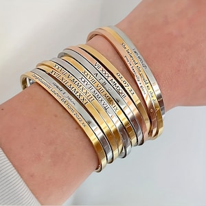 Personalisierter Armreif - Personalisiertes Armband mit Gravur - Namensarmband - Freundschaftsarmband - Geschenk für Frau, Mutter, Freundin