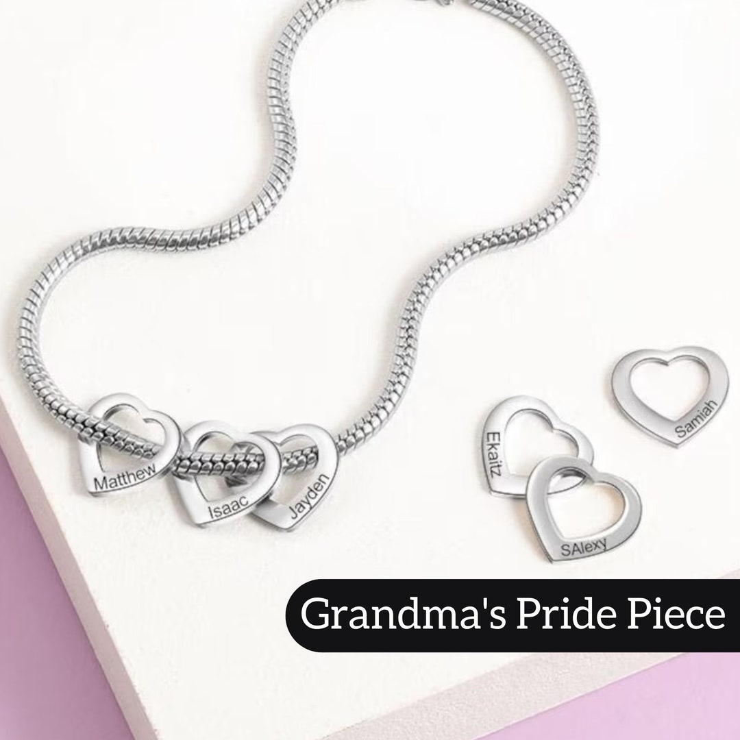 Grandmother Bracelet With Grandkids Names Mom Bangle With Names