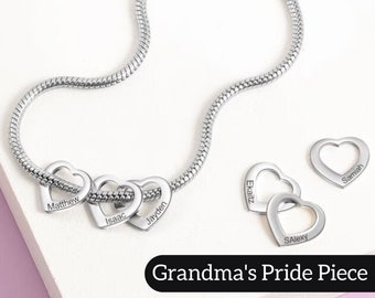 Grandmother Bracelet With Grandkids Names - Mom Bangle With Names - Grandmother Charm Bracelet - Personalized Xmas Gift