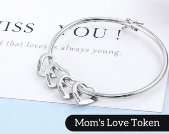 Mothers Bracelet - Charm Bracelet for Mom - Perfect Mother's Day, Birthday Gift - Engraved Heart Charm - Appreciation Jewelry - Gift For Her