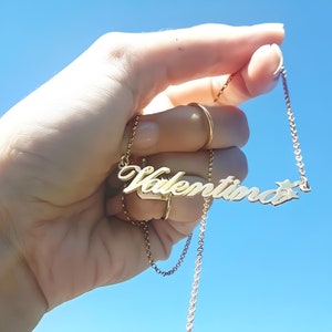 Collar con nombre de estrella - Colgante con nombre de oro personalizado - Joyería para ella - Joyería con placa de identificación personalizada de plata - Regalo para hija, novia