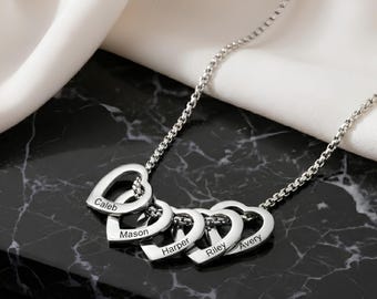 Collar para abuela: colgante de corazón con varios nombres, collar personalizado con el nombre de los nietos para la abuela.