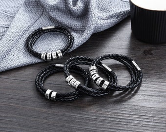Armband für Papa - personalisierter Schmuck für Papa - Armband für Mann mit Anhängern - Sentimental Dad Weihnachtsgeschenk - Dad Geburtstagsgeschenk