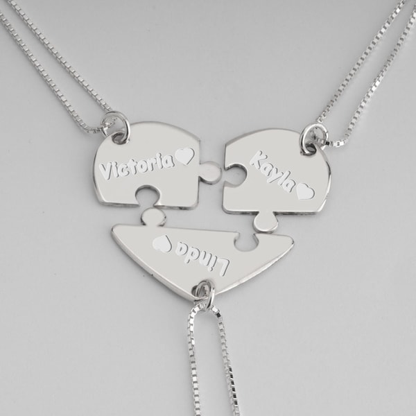 Puzzle Necklace - Puzzle Friendship Pendant - BFF Jewelry for 2,3,4,5 - Sterling Silver / Gold Puzzle Piece Necklace for Couples - Gift