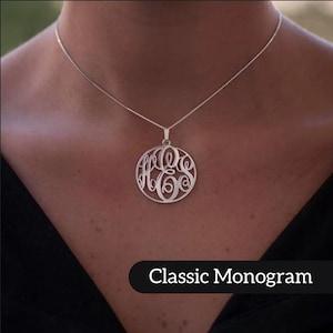 Gold/Silver Monogram Necklace - Personalized Initial Necklace - Elegant Bridesmaid or Birthday Gift - Custom Engraved Keepsake Jewelry