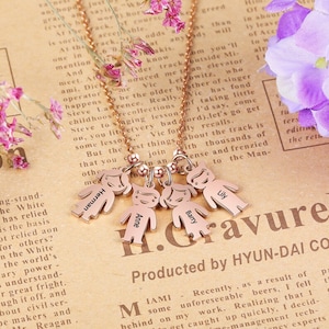 Collar personalizado con dijes para madres con los nombres de los niños; colgantes grabados para niños y niñas; regalo perfecto para esposa, madre o abuela