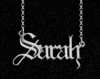 Old English Name Necklace - Gothic Name Necklace Gold - Nameplate Necklace - Personalized Valentine Gift for Her - Girlfriend Birthday Gift