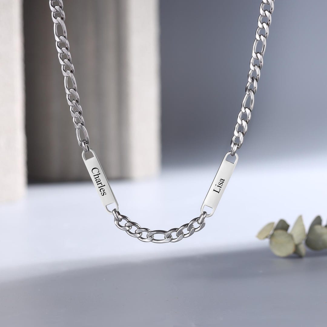 Engraved Men Necklace - Personalized Dad Necklace With Kids' Names ...