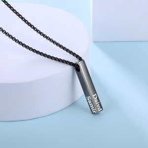 Collar de barra negra personalizado para hombres: colgante con nombre grabado para hombres, regalo perfecto para el día del padre, cumpleaños y aniversarios
