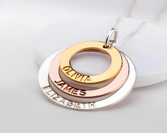 Grandmother Necklace - Engraved Family Necklace - Grandma Necklace With Names - Grandchildren Jewelry - Birthstone Necklace For Grandma