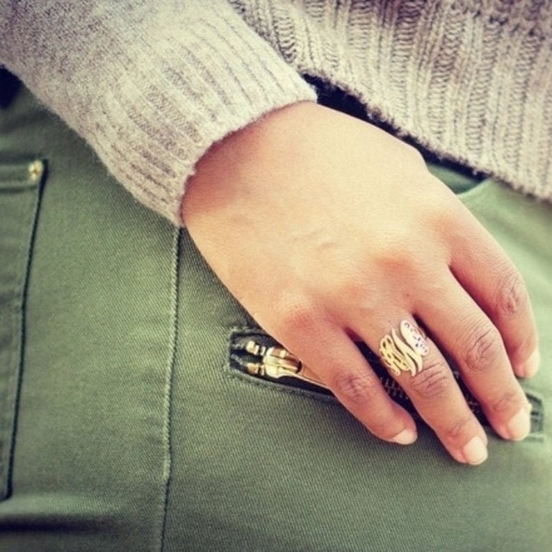 Three Monogram Rings \u2022 Sterling Silver Letter Ring \u2022 Gold Name Ring \u2022 Personalized Gift Jewelry \u2022 Women Wife \u2022 Custom Meaningful Rings Two
