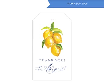 Lemon party favor tags, thank you tags, birthday, bridal shower, rehearsal, engagement, anniversary, printed tags, J41