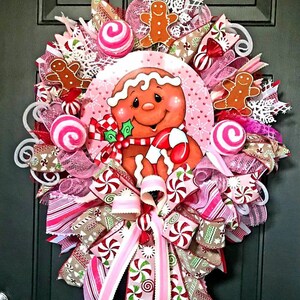 Sparkling fun whimsical Gingerbread man Christmas wreath., gingerbread wreath, Christmas wreath,, holiday wreath,