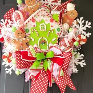 Gingerbread Wreath, Gingerbread Candy House Christmas Wreath,  Gingerbread Man Wreath, Gingerbread House Wreath, Option for double doors