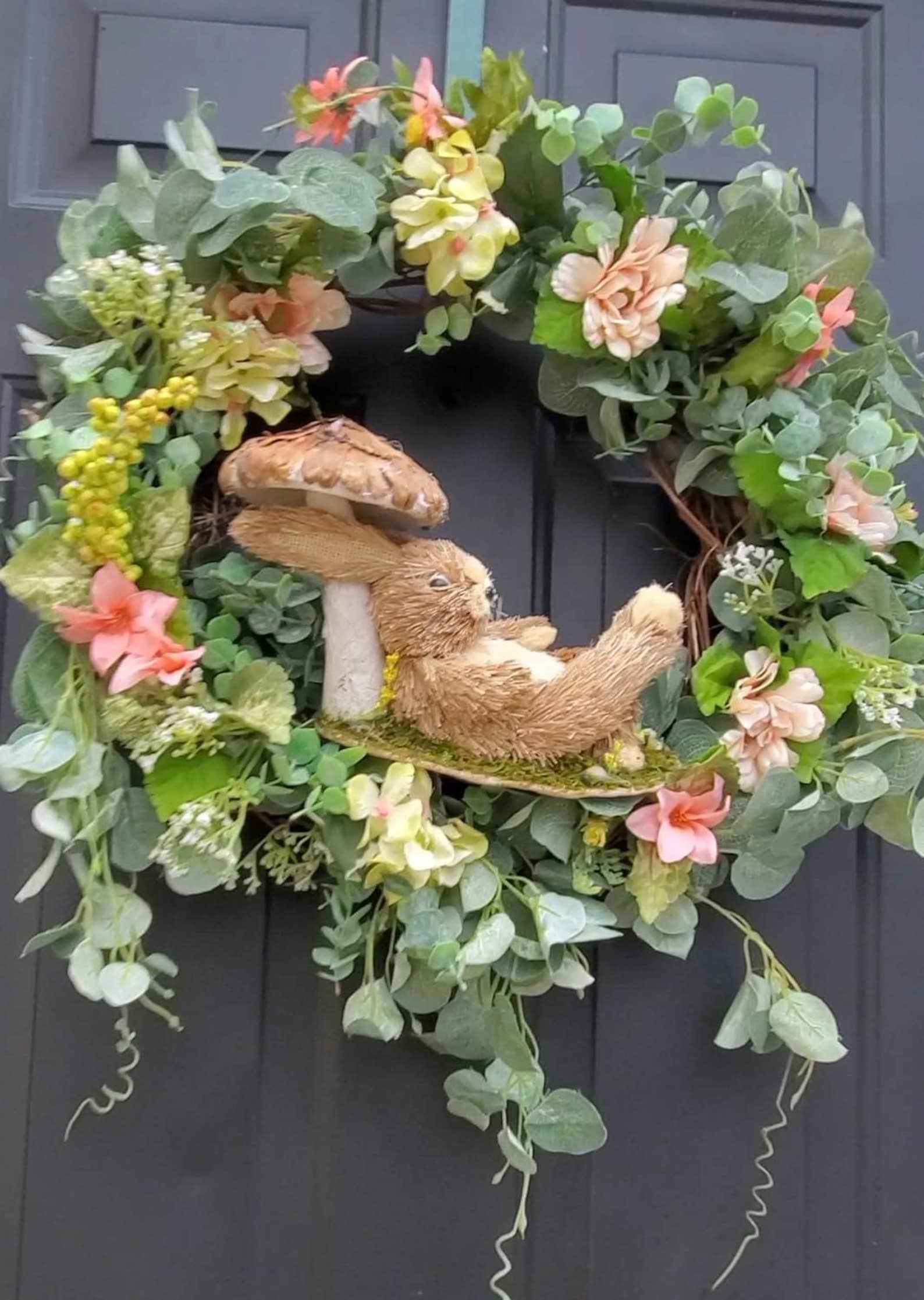 Bunny Greenery Wreaths with Flowers and Twig Berries Bunny Greenery Wreaths with Flowers and Twig Berries
