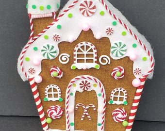 Gingerbread House, Christmas Decor, Wreath Attachment, Christmas Decor, Centerpiece, Tabletop Decor, Home decor