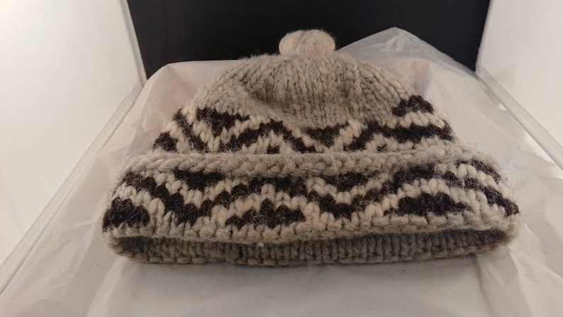 Large Men/'s Salish Style Wool Hat from the Okanagan Valley BC.