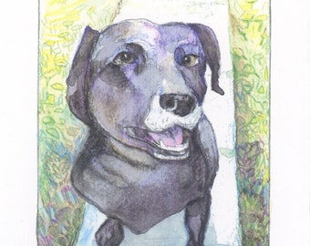 Impressão artística de Labrador, retrato de animal de estimação, 4" x 6"