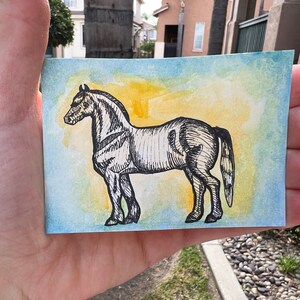 Cheval de trait #2 Aquarelliste Carte à collectionner