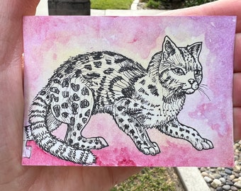 Tabby Cat Watercolor Artist Trading Card