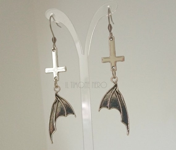 Croce Orecchini Oro Giallo Piccole Forme con Diamanti