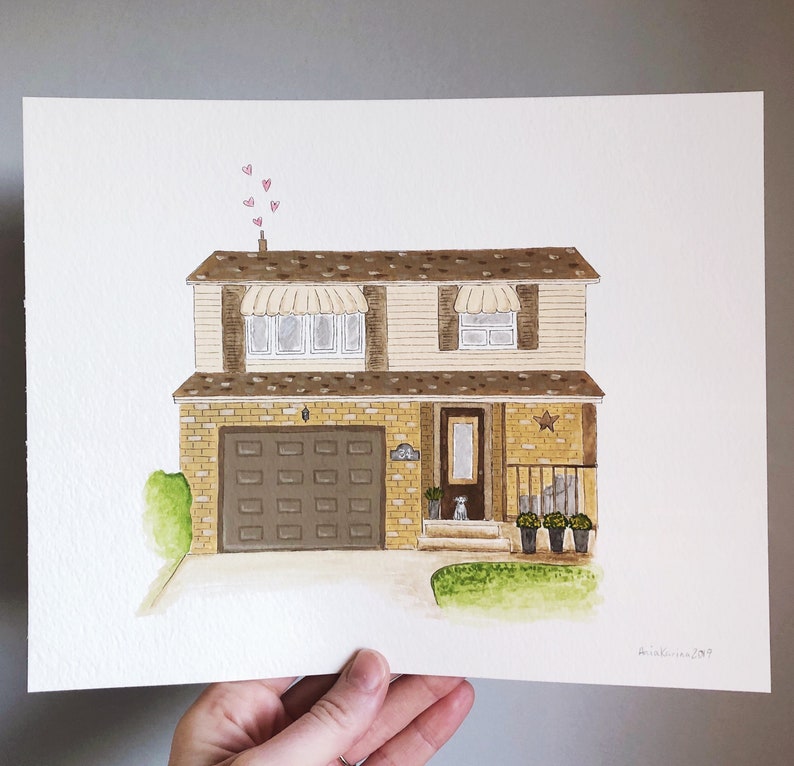 Custom House Portrait, Custom House Illustration, House Drawing, Hand Painted House Portrait 画像 7