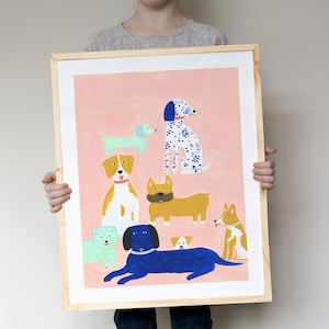 16x20 Pies Sztuka Wydruk 12x18 Kolorowy Pies Wydruk Ilustracja Wystrój Pokoju Dziecięcego Przedszkole Sztuka Wystrój Sypialnia Salon Sztuka Pies Prezent Na Baby Shower