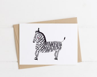 Party Zebra Card / Zebra Birthday Card