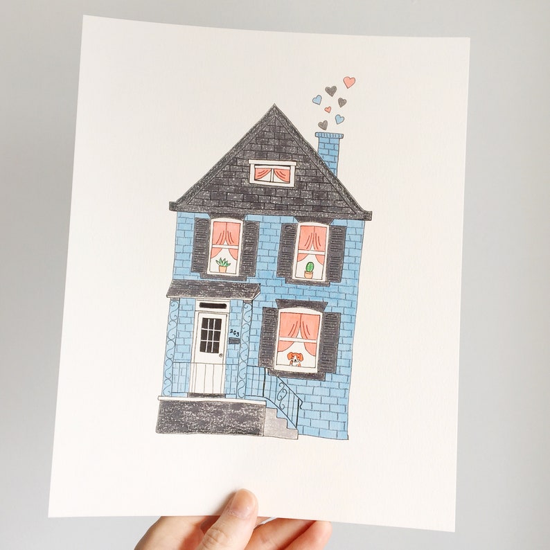 Custom House Portrait, Custom House Illustration, House Drawing, Hand Painted House Portrait 画像 5