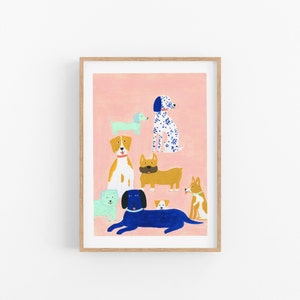 Dog Art Print / Colorful Dog Print / Kids Room Dog Decor / Dog Nursery Decor / Puppy Party Print / Baby Shower Gift